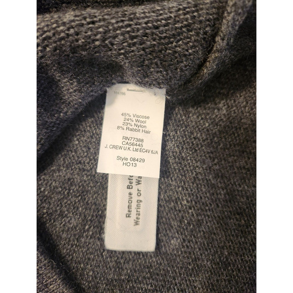 J Crew Womens Sweater Gray‎ Wool Blend Blue Jeweled Neckline Top Extra Small - Picture 5 of 11